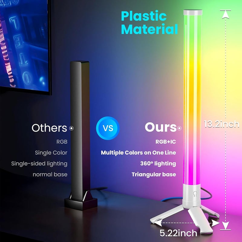 TJOY 360° Smart Light Bars, TV Monitor Backlight with Music Sync, RGB Light Bar with Remote Control, LED Game Desk Lights, Ambient Lighting for PC, Table, Gaming Decoration(White,Plastic Material) - Image 4